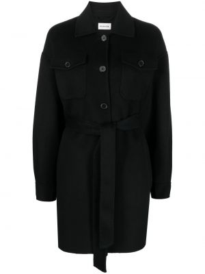 Vlnený kabát so strapcami P.a.r.o.s.h. čierna