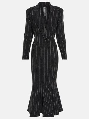 Pruhované midi šaty jersey Norma Kamali černé