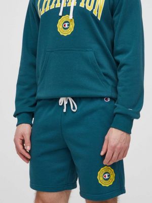 Меланжирани панталон с принт Champion зелено