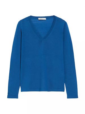 Шерстяной свитер с v-образным вырезом Max Mara Leisure синий