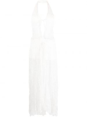 Krajkové dlouhé šaty s výšivkou Siedres bílé