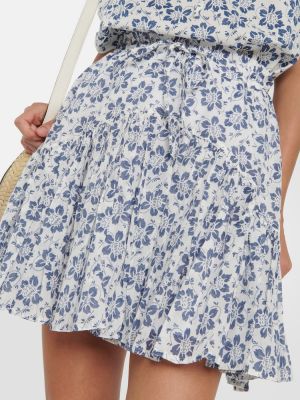 Pamučna mini suknja s cvjetnim printom Polo Ralph Lauren plava