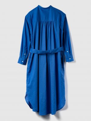 Ľanové midi šaty Gap modrá