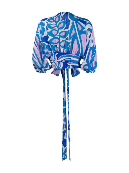 Blusa con estampado con estampado abstracto Emilio Pucci azul