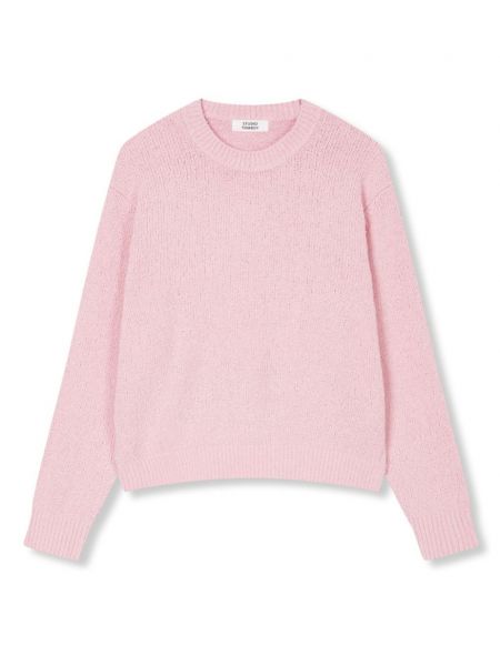 Pull long en coton col rond Studio Tomboy rose