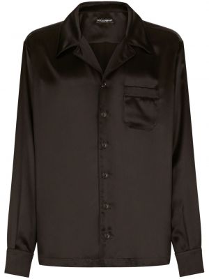 Selyem szatén ing Dolce & Gabbana fekete