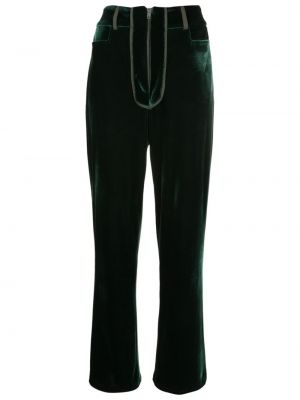 Aksamitne proste spodnie Isolda zielone