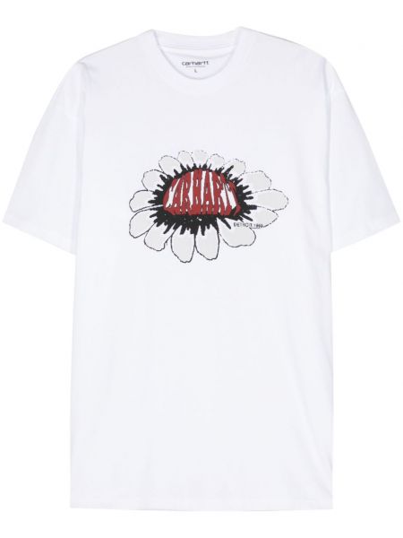 Kokvilnas t-krekls ar ziediem Carhartt Wip balts