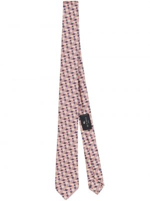 Žakárová hedvábná kravata Etro růžová