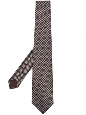 Svilena kravata s printom Canali smeđa