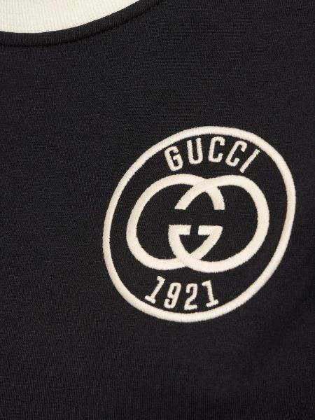 Βαμβακερή μπλούζα με κέντημα από ζέρσεϋ Gucci μαύρο