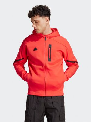 Slim fit cipzáras pulóver Adidas piros