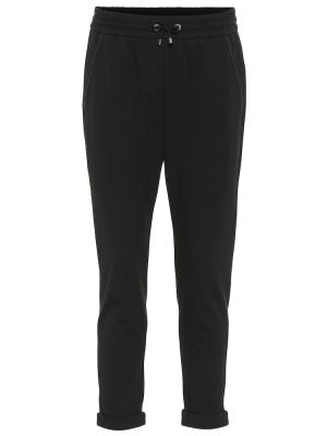 Pantaloni sport din bumbac Brunello Cucinelli negru