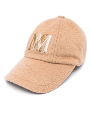 Haftowana czapka z daszkiem Max Mara beżowa