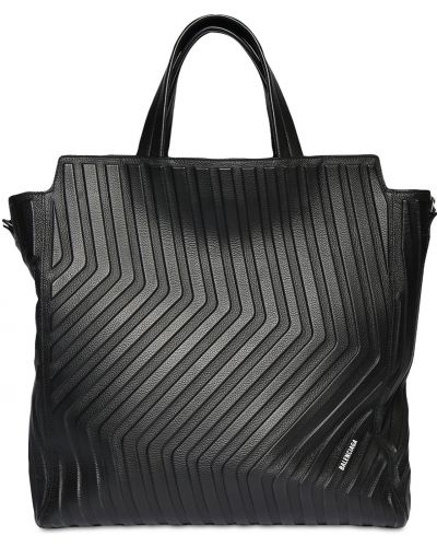 Δερμάτινη τσάντα shopper Balenciaga μαύρο