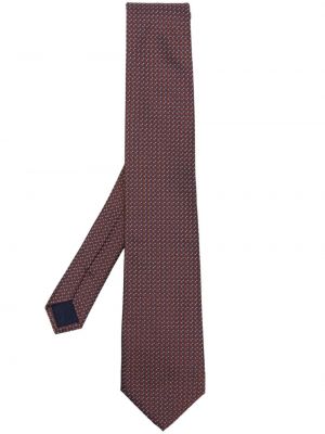 Hedvábná kravata s potiskem Corneliani hnědá