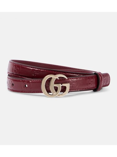 Bälte i läder Gucci vinröd