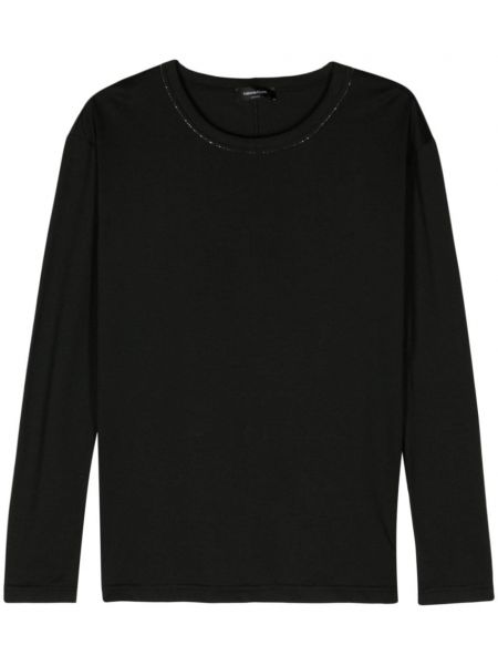 Βαμβακερή μπλούζα με χάντρες Fabiana Filippi μαύρο