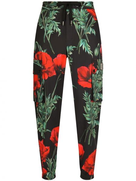 Pantaloni a fiori Dolce & Gabbana nero