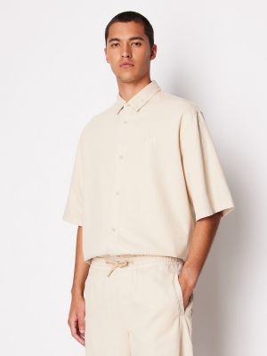 Camisa de algodón manga corta Armani Exchange beige