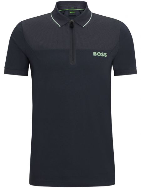 Poloshirt med lynlås Boss grå