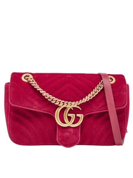 Aksamitna torba na ramię retro Gucci Vintage czerwona