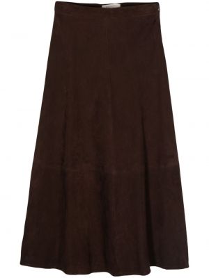 Midi suknja od brušene kože Giuliva Heritage smeđa