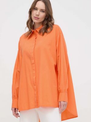 Хлопковая рубашка свободного кроя Silvian Heach оранжевая
