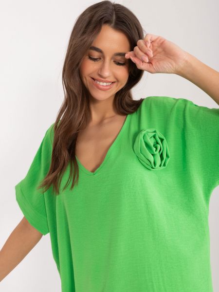 Блуза в квіточку оверсайз Fashionhunters зелена
