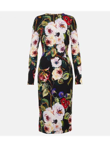 Blomstret silke midi kjole Dolce&gabbana