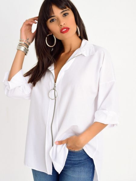 Košulja s patentnim zatvaračem Cool & Sexy bijela