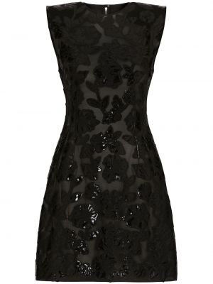 Koktejlové šaty s flitry Dolce & Gabbana černé