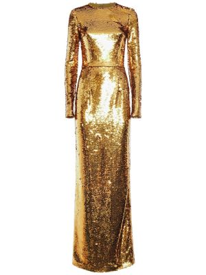 Maksi haljina sa dugačkim rukavima Dolce & Gabbana zlatna