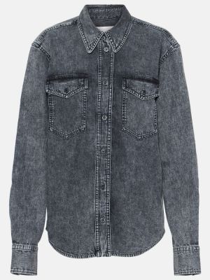 Camicia jeans di cotone Marant étoile grigio