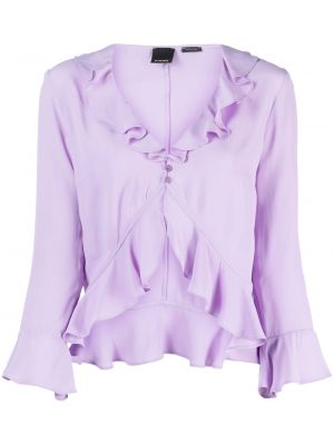 Блуза с волани Pinko виолетово