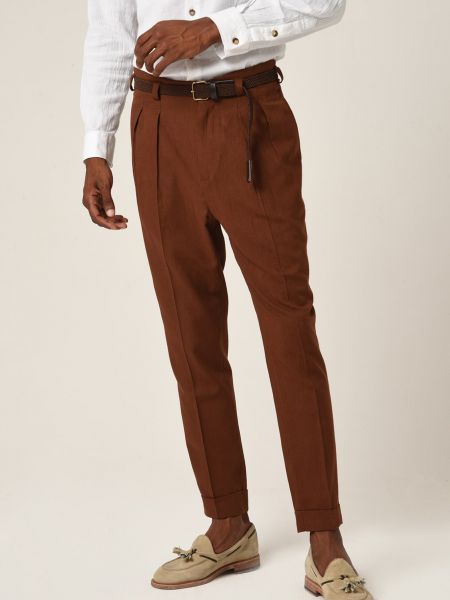 Pantaloni plissettati Antioch marrone