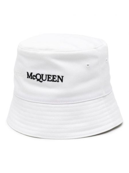 Haftowany kapelusz Alexander Mcqueen biały