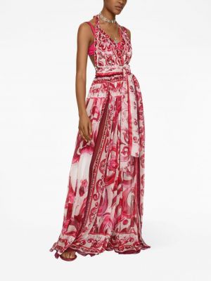 Večerní šaty s potiskem Dolce & Gabbana červené