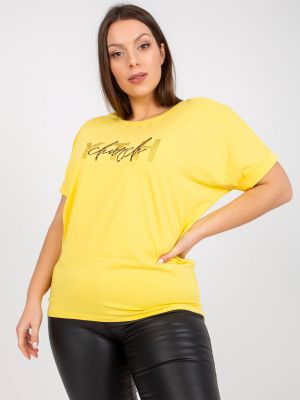 Tricou cu aplicații Fashionhunters galben