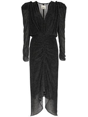 Svilena midi obleka s potiskom Isabel Marant črna