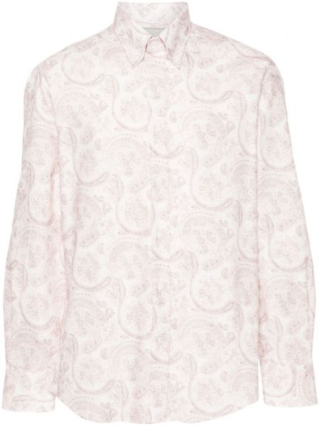 Bavlnená košeľa s potlačou s paisley vzorom Brunello Cucinelli biela