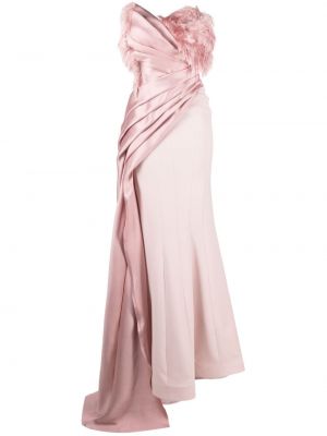 Koktejlkové šaty s perím Gaby Charbachy ružová