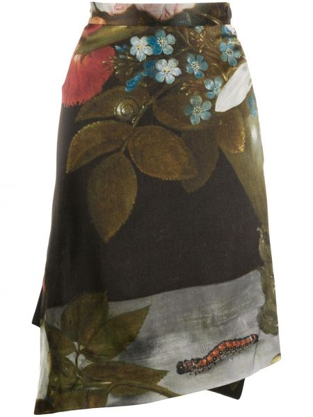 Спідниця міді у квітковий принт асиметричного крою Vivienne Westwood, коричнева