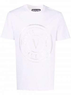 Trykt bomull t-skjorte Versace Jeans Couture hvit