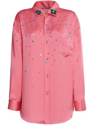 Oversize krekls ar fliteriem Marni rozā