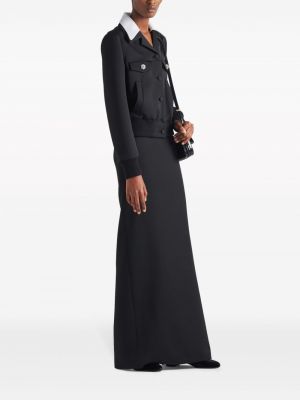 Vlněné saténové dlouhá sukně Prada černé