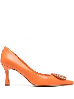 Кожени полуотворени обувки Paul Warmer оранжево