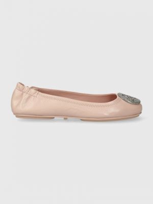 Bőr balerina cipők Tory Burch rózsaszín