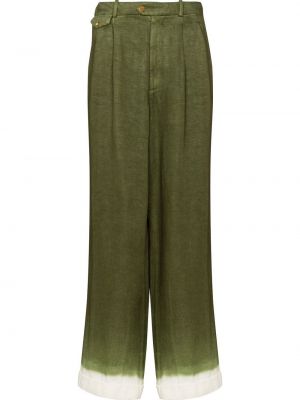Ленени прав панталон с tie-dye ефект Nick Fouquet зелено