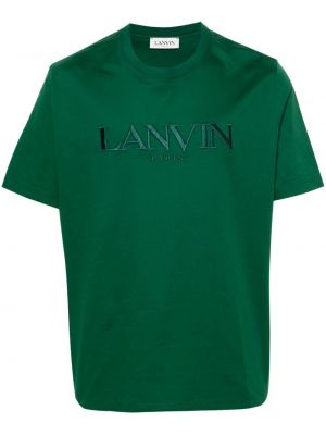 Haftowana koszulka bawełniana Lanvin zielona